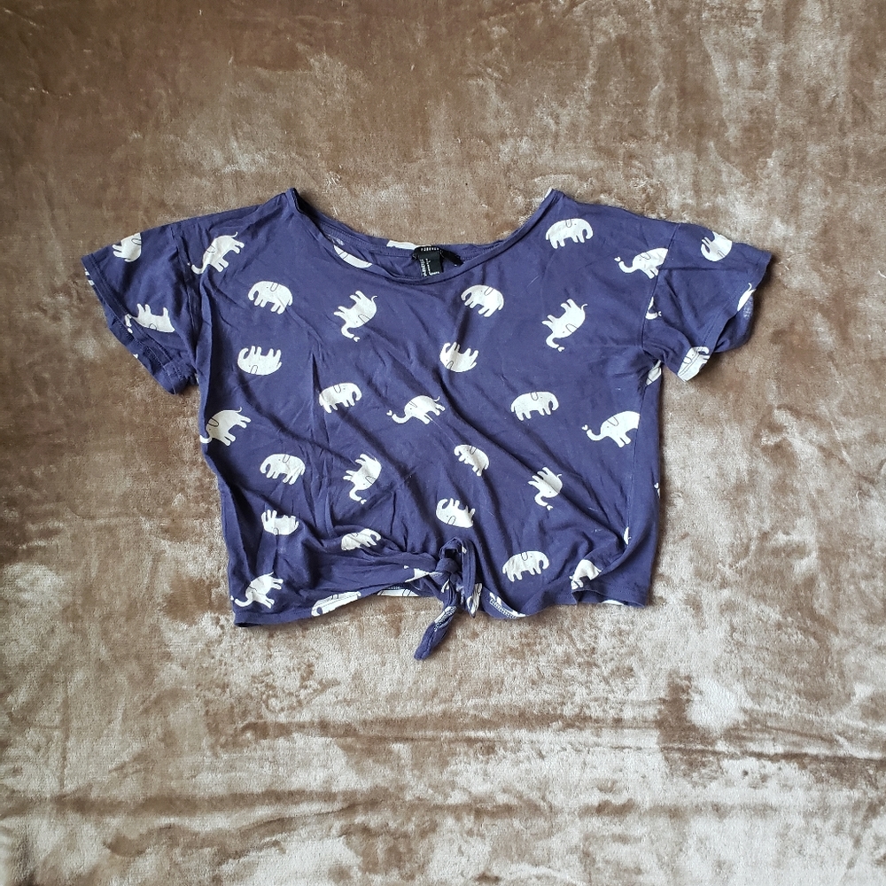 Crop Top with Elephant Print